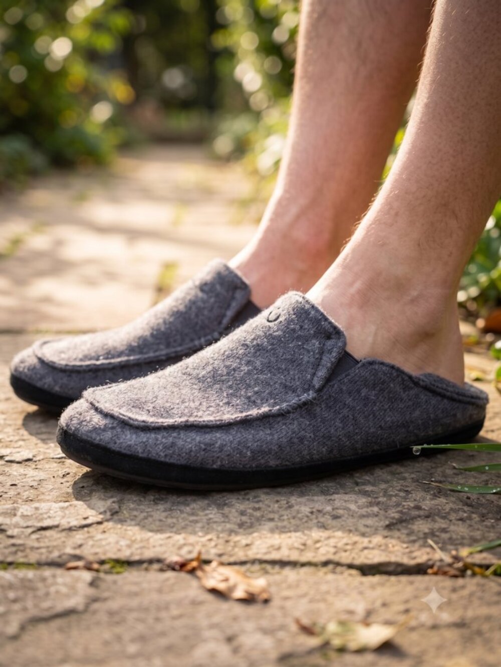 Olukai Moloa Huku Gray Textile Slip On Shoes